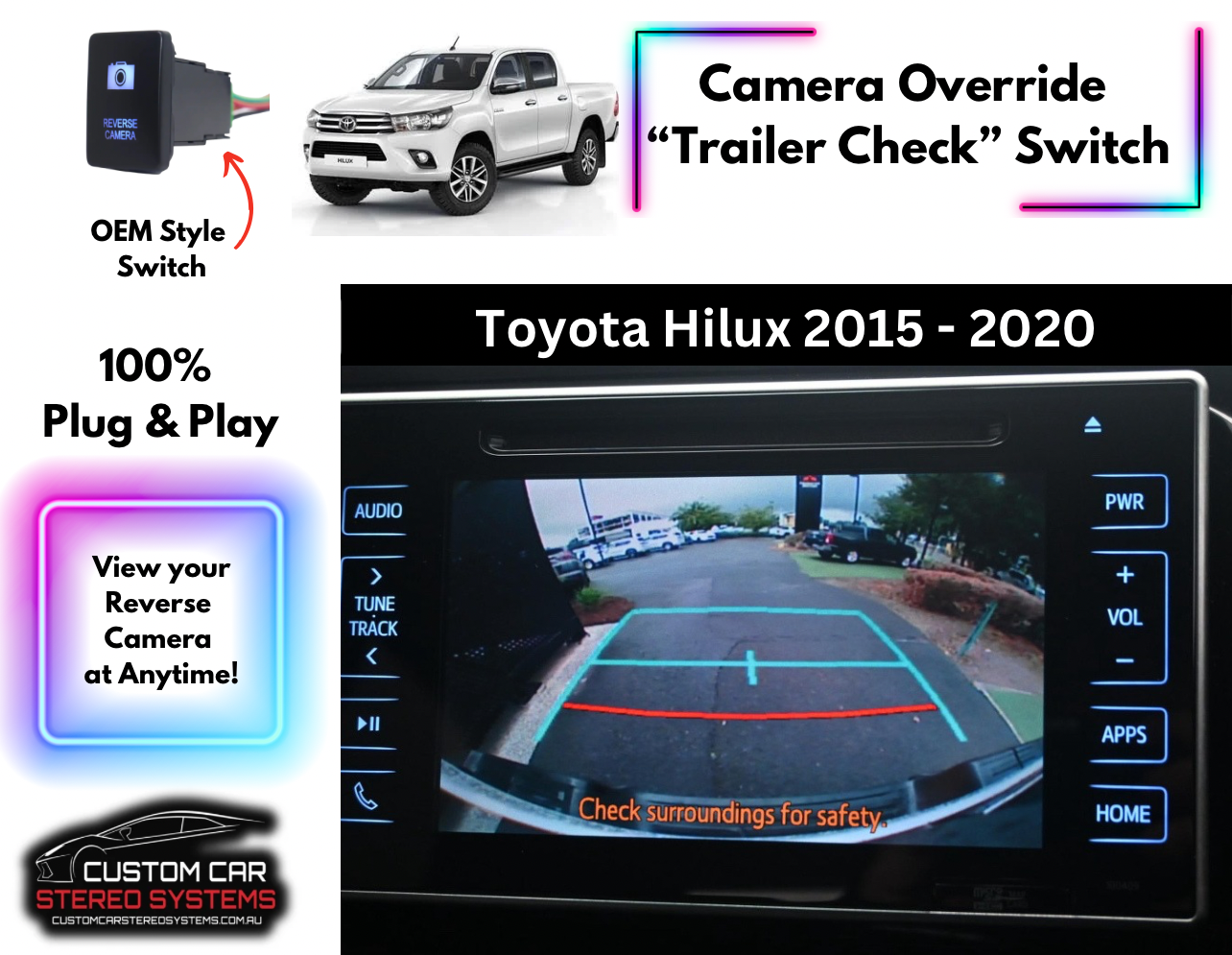 Camera Override Switch - Suits Toyota Hilux N80 2015 - 2025