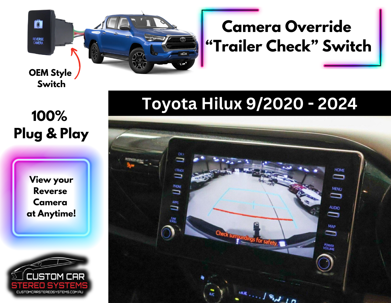 Camera Override Switch - Suits Toyota Hilux N80 2015 - 2025