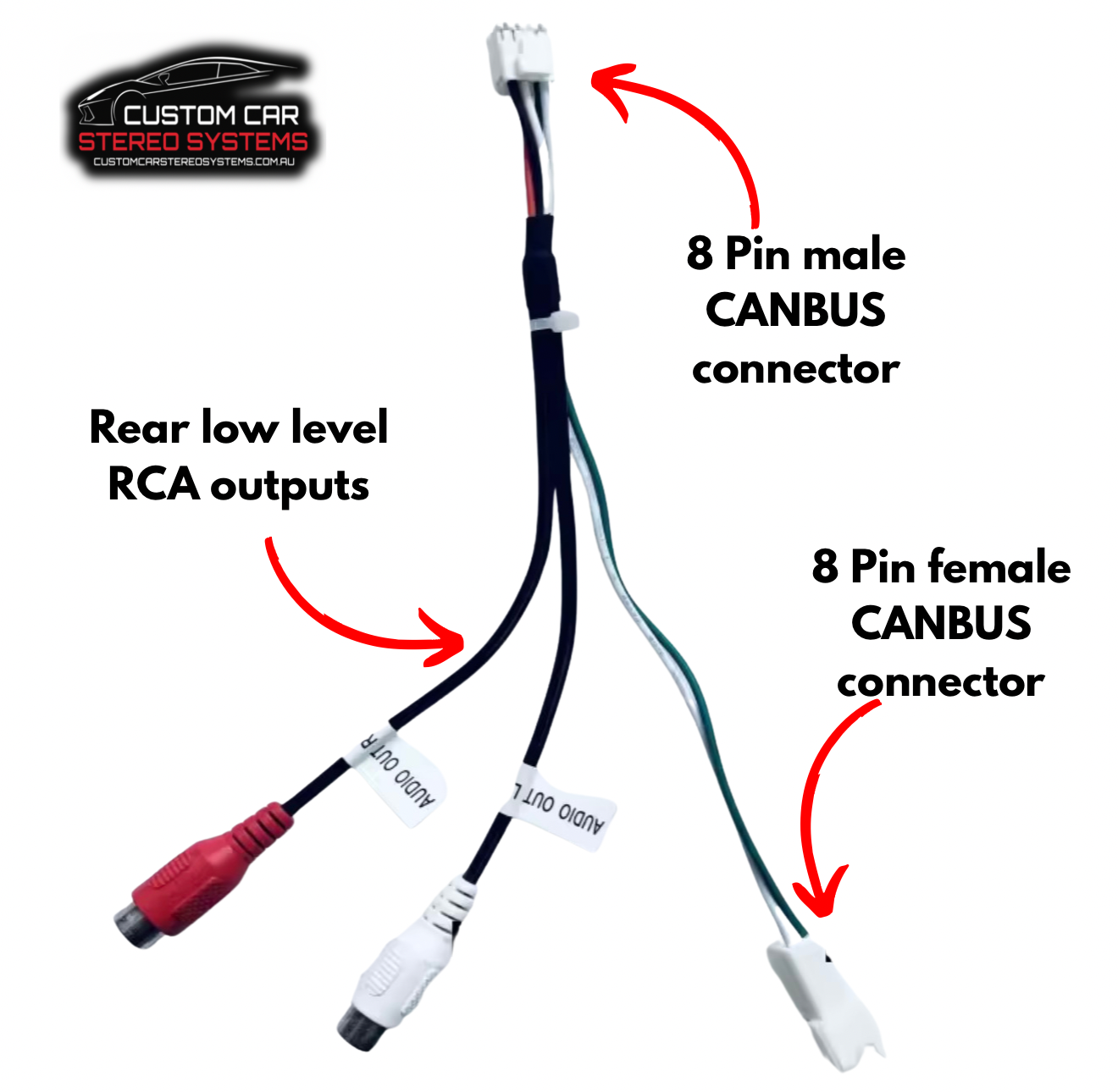 Rear RCA output harness - Suits our Replacement Units
