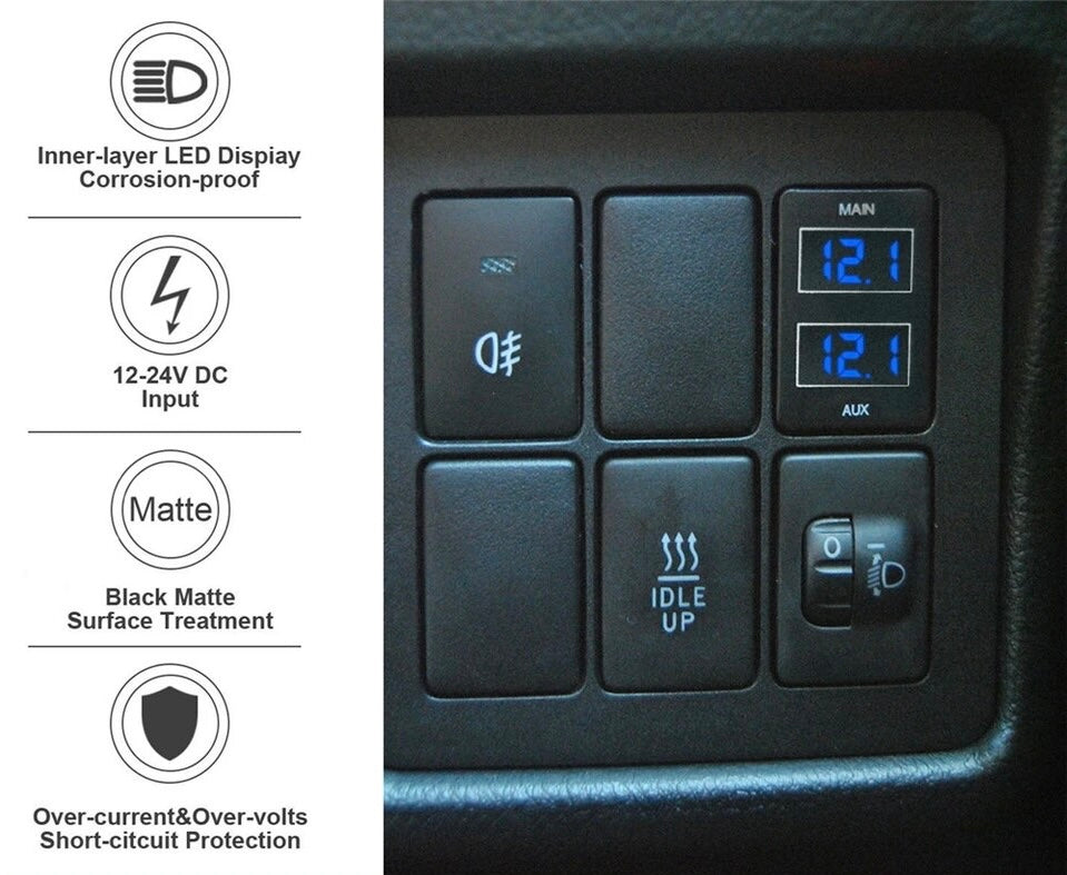 Dual Voltmeter Digital Display for Toyota + Mitsubishi