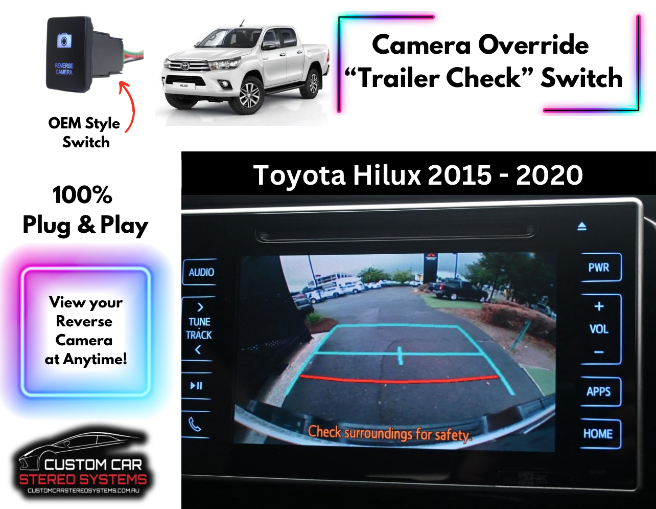 Camera Override Switch - Suits Toyota Hilux N80 2015 - 2024