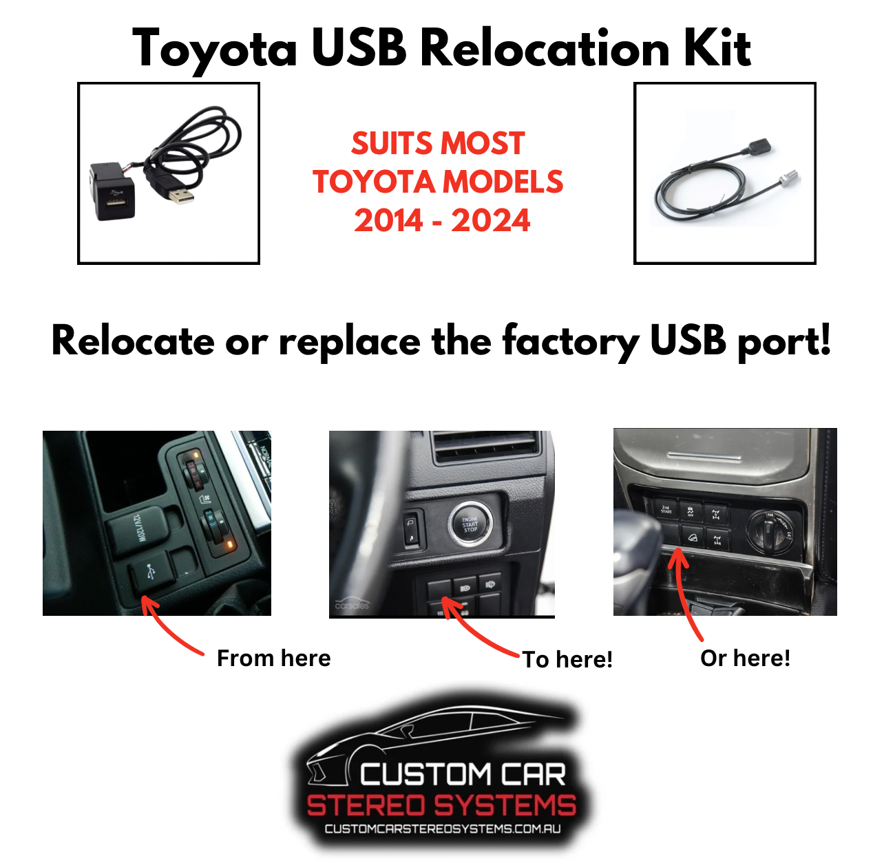 Toyota USB Replacement / Relocation Kit