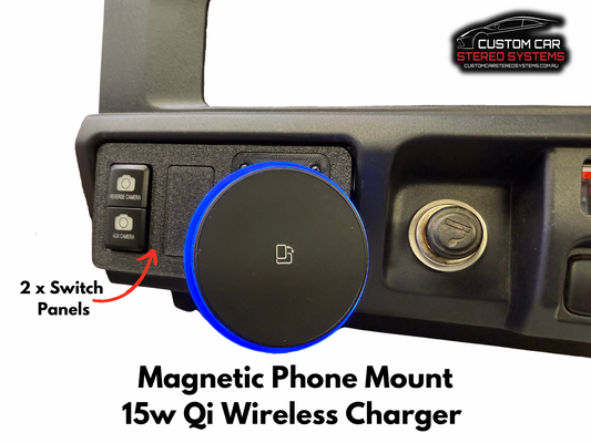 Toyota 70 / 76 / 78 / 79 Series 2010-2023 Switch Panel with Magnetic Phone Mount and Qi Wireless Charger