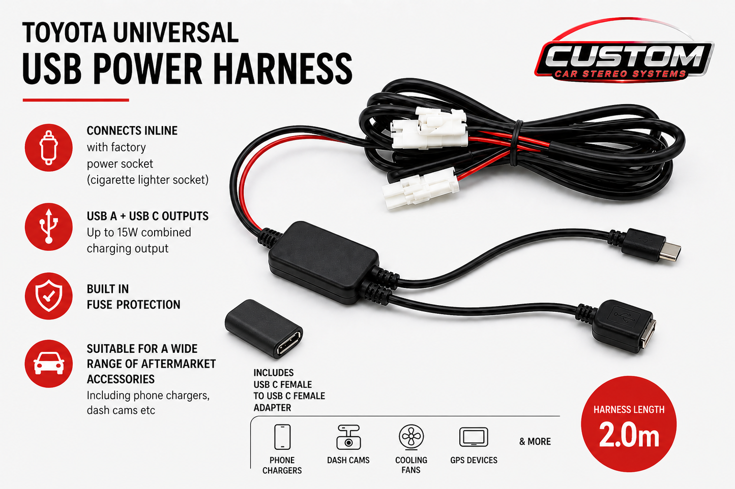 Toyota Universal USB Power Harness