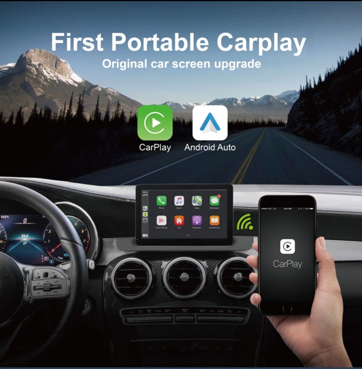 Universal CarPlay / Android Auto 7.0" Screen - Dash / Window Mount